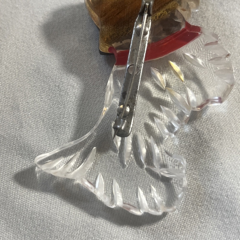 Vintage Mid Century Carved Lucite and Wood Scottie Dog Brooch Pin 1940's - Picture 7 of 11